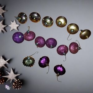 14 gold, purple and glitter Christmas 🎄 ornaments